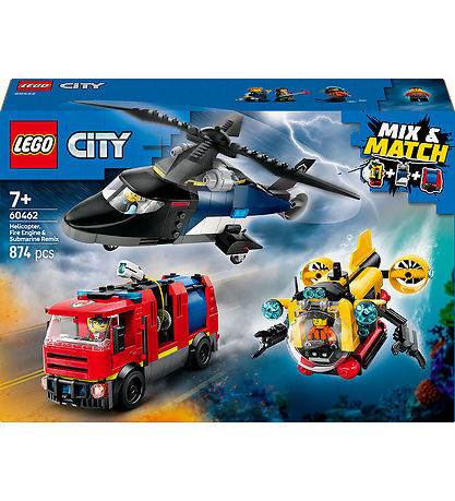 LEGO® City - Remix - Helikopter, Brandbil Og Ubåd 60462 - 874 De