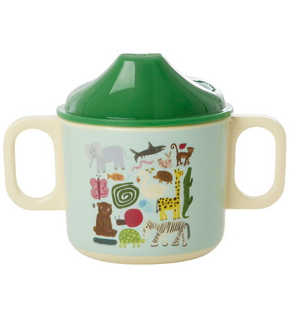 Rice Spisesæt - Melamin - 4 stk. - Wildlife Print - Mint