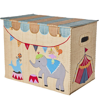 Rice Opbevaringskurv - Raffia - Stor - Cirkus Theme