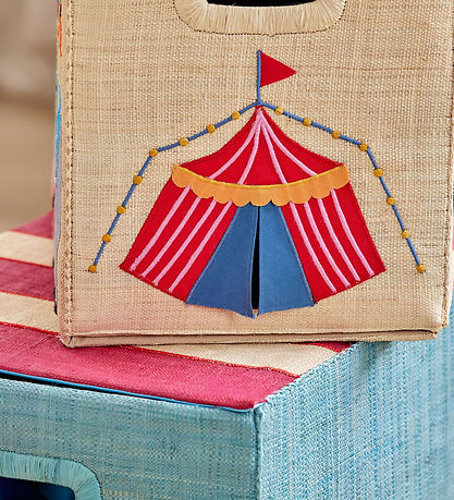 Rice Opbevaringskurv - Raffia - Stor - Cirkus Theme