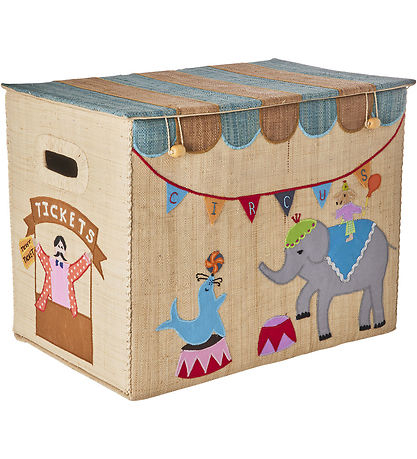 Rice Opbevaringskurv - Raffia - Stor - Cirkus Theme