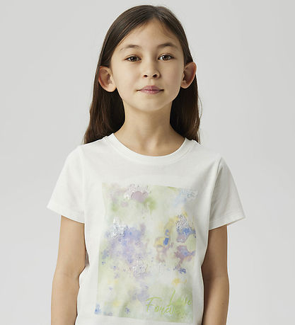 Name It T-shirt - NkfBatu - Cloud Dancer/Arcadian green