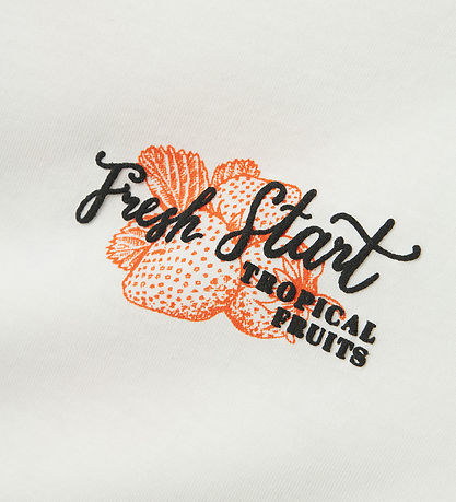 Name It T-shirt - NkfBoway - Cloud Dancer/RED ORANGE