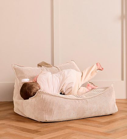 Kids Concept Sækkestol - 80x75x38 cm - Fløjl - Off-White