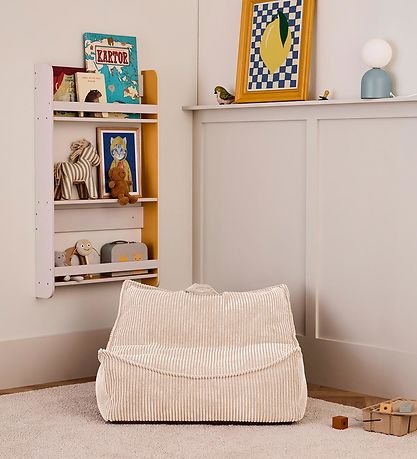 Kids Concept Sækkestol - 80x75x38 cm - Fløjl - Off-White
