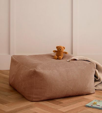 Kids Concept Puf - 85x85x34 cm - Fløjl - Brun