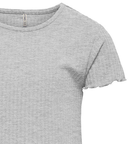 Kids Only T-shirt - Noos - Rib - KogNella - Light Grey Melange