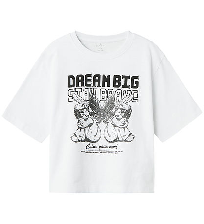 Name It T-shirt - NkfRusa - Bright White m. Print