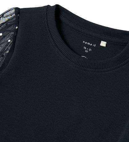 Name It T-shirt - NmfRaya - Dark Sapphire m. Prikker
