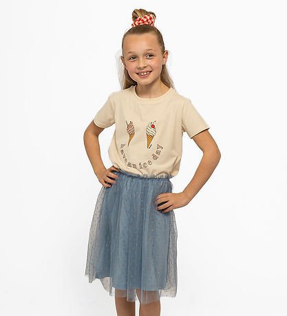 The New Nederdel - Tyl - TnNarice - Ashley Blue/Gold m. Guldprik