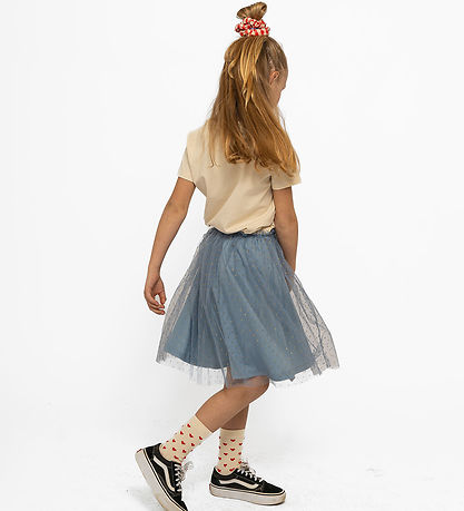 The New Nederdel - Tyl - TnNarice - Ashley Blue/Gold m. Guldprik