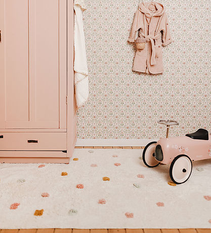 Little Dutch Gulvtæppe - 120x170 cm - Beige m. Pink Prikker