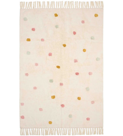 Little Dutch Gulvtæppe - 120x170 cm - Beige m. Pink Prikker