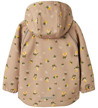 Name It Softshelljakke m. Fleece - NmfAlfa08 - Light Taupe/Lemon