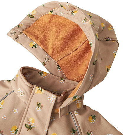 Name It Softshelljakke m. Fleece - NmfAlfa08 - Light Taupe/Lemon