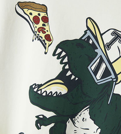 Name It T-shirt - 2-pak - NmmDino - Cloud Dancer/Creme de menthe