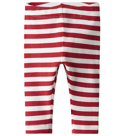 Name It Leggings - Rib - NbfFolisa - Bright White/Cinese Red m. 