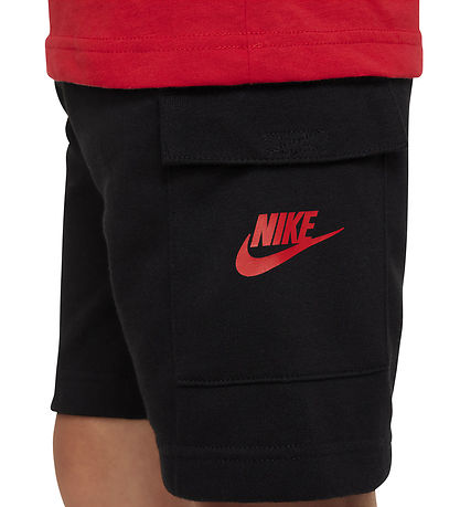 Nike Shortssæt - T-shirt/Shorts - Sort/University Red