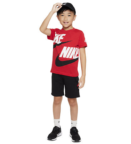 Nike Shortssæt - T-shirt/Shorts - Sort/University Red