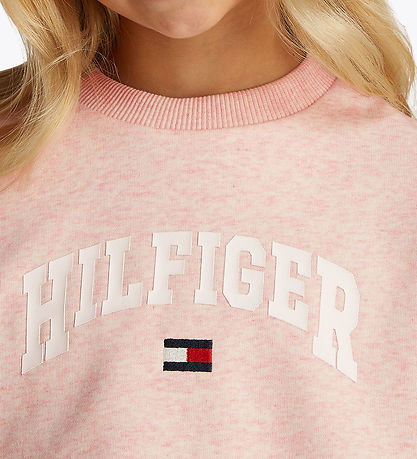 Tommy Hilfiger Sweatshirt - Varsity - Coral Ice Heather Red