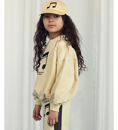 Mini Rodini Sweatshirt - Note - Støvet Gul m. Sort