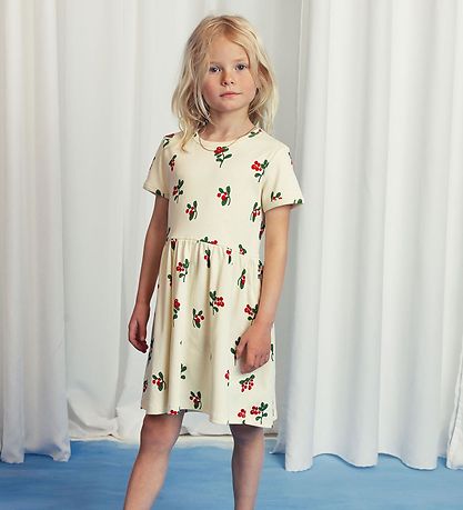Mini Rodini Kjole - Lingonberries - Off White