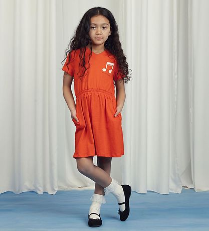 Mini Rodini Kjole - Note - Rødorange
