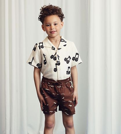 Mini Rodini Badeshorts - UV 50+ - Seagull - Brun