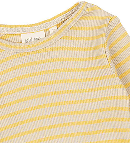 Petit Piao Bluse - Rib - Modal - Yellow Sun/Dark Off White