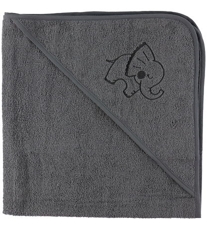 Nørgaard Madsens Babyhåndklæde - 80x80 cm - Grå m. Elefant