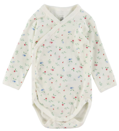 Petit Bateau Slå-om Body l/æ - Marshmallow/Multicolor