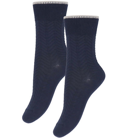 FUB Strømper - 2-pak - Herringbone - Dark Navy
