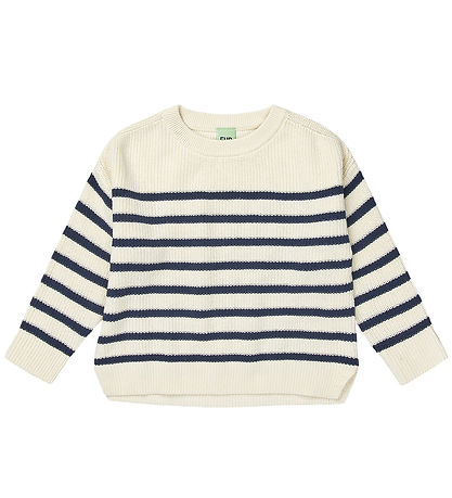 FUB Bluse - Rib - Strik - Ecru/Dark Navy