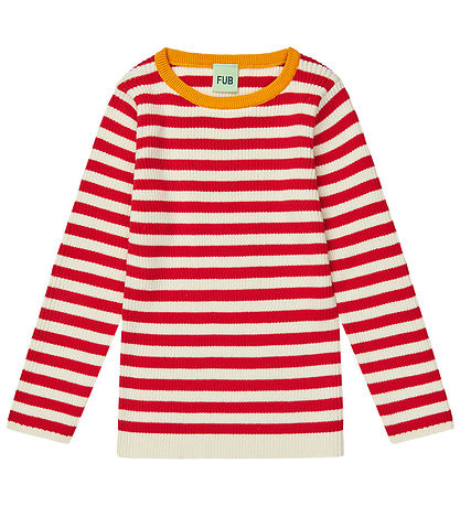 FUB Bluse - Rib - Ecru/Ruby Red