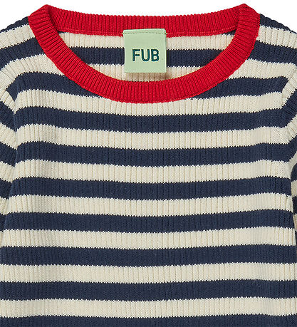 FUB Bluse - Rib - Ecru/Dark Navy