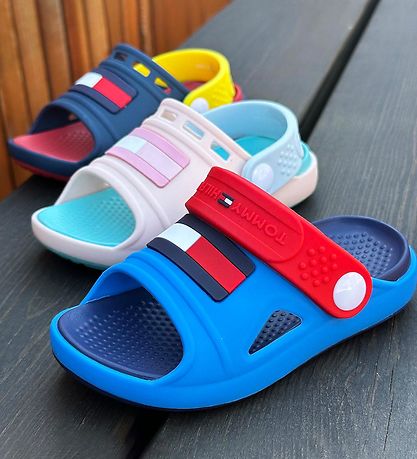 Tommy Hilfiger Sandaler - Comfy - Sky Blue/Red