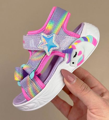 Skechers Sandaler m. Lys - Dreamy Unicorns - Lavender/Multi