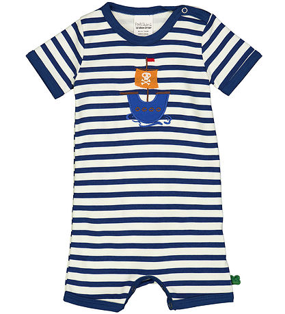 Freds World Sommerdragt - Stripe applique - Almond/ Navy