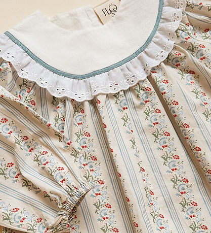 Flöss Kjole - Abigail - Soft White/Bright Blue