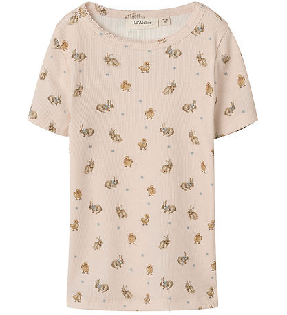 Lil' Atelier T-shirt - Rib - NmfLavo - AOP - Morganite