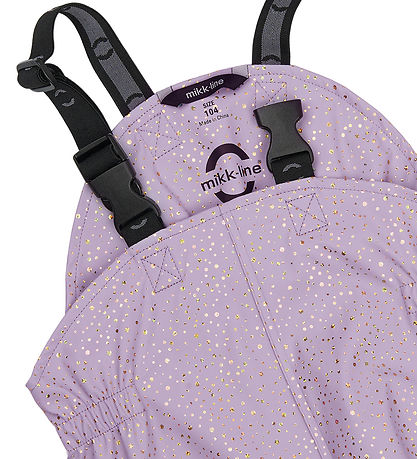 Mikk-Line Regntøj m. Seler - PU - Lavender Aura m. Guldprikker