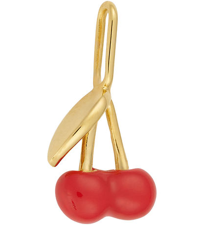Design Letters Vedhæng - Darling Enamel - Kirsebær - 18k Guldbel