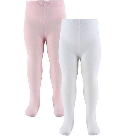Name It Strømpebukser - 2-pak - NbfDitta - Bright White/Ballerin