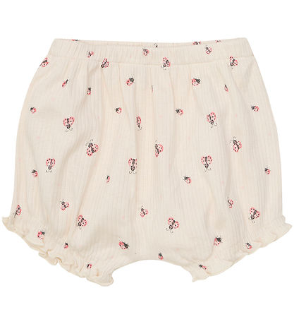 Minymo Shortssæt - Shorts/T-shirt - Rib - White Swan