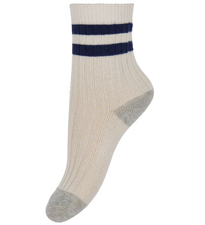 Konges Sløjd Strømper - 2-pak - Rib - Off White/Multi Strip
