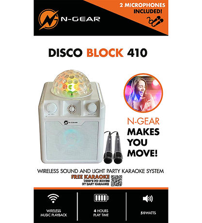 N-GEAR Karaoke Højtaler - Bluetooth Disco Block 410 - Hvid