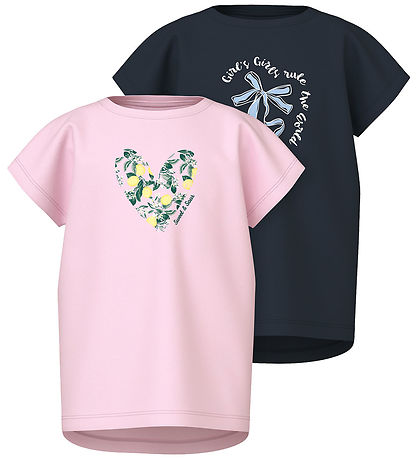 Name It T-shirt - NkfVigea - 2-pak - Ballerina/Dark Sapphire