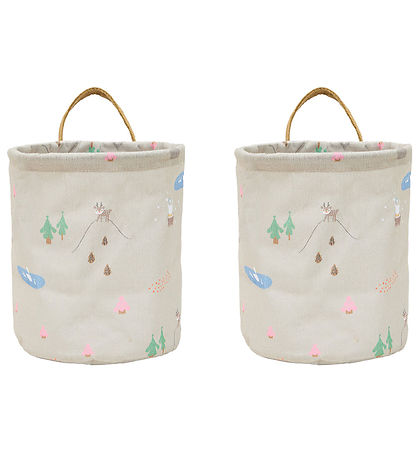 OYOY Opbevaringskurve - 2-pak - Deer & Duck - Small - Beige