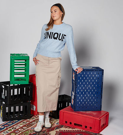 Hound Bluse - Strik - Text - Light Blue