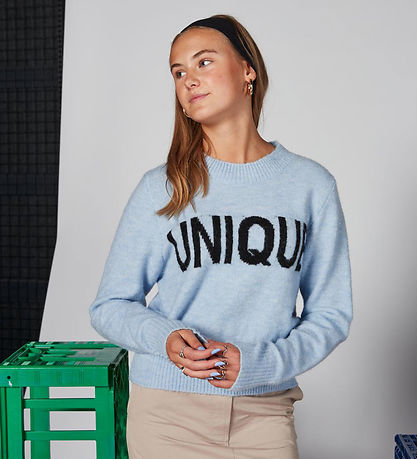 Hound Bluse - Strik - Text - Light Blue